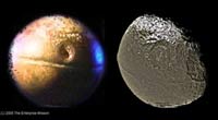 Una de las esferas metálicas y Japeto - One of the metalic spheres and Iapetus