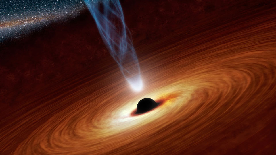 Agujero Negro Supermasivo, ilustracion de un artista de un disco de acrecimiento acercándose | Crédito: Robert Hurt, NASA/JPL-Caltech